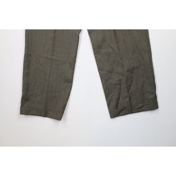 Vintage 70s Streetwear Mens 34x30 Wool Herringbone Wide Leg Chino Pants USA - Picture 12 of 12